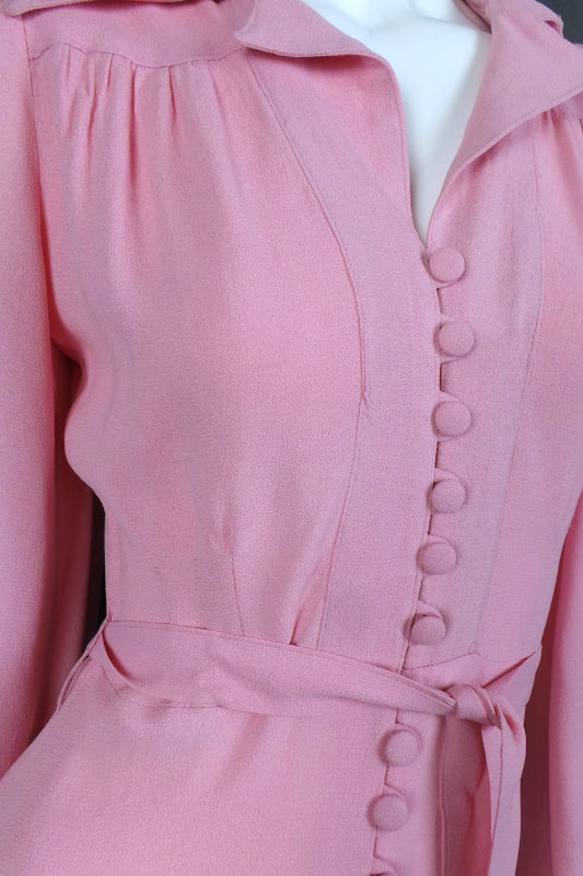 1970s Ossie Clark Pink Moss Crepe Dress | Radley | S