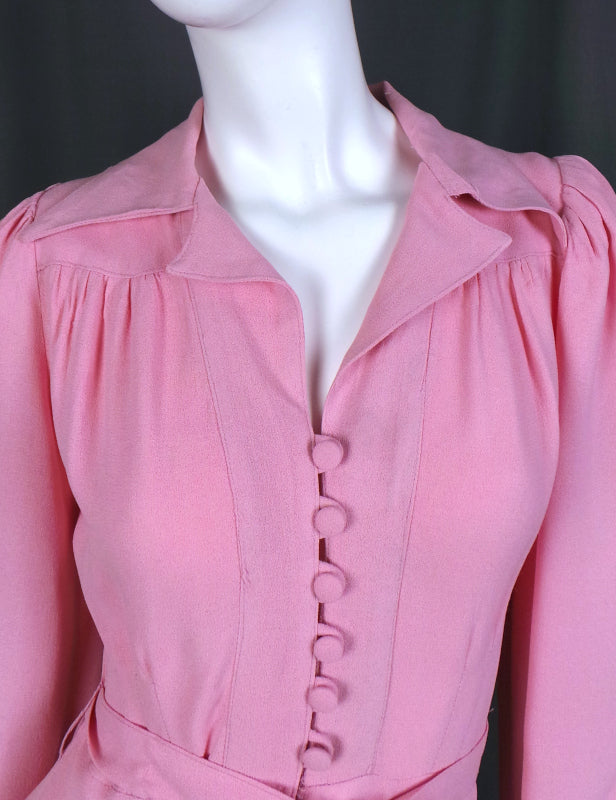 1970s Ossie Clark Pink Moss Crepe Dress | Radley | S