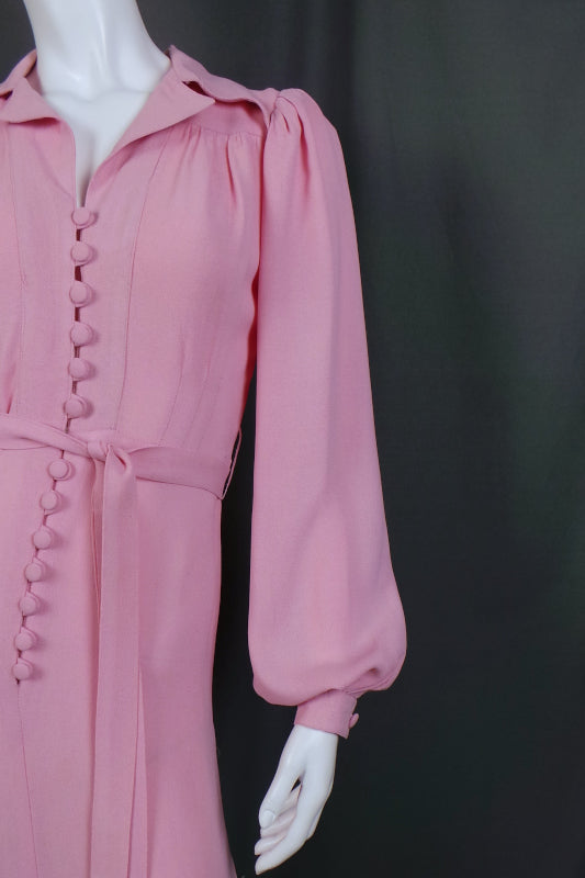 1970s Ossie Clark Pink Moss Crepe Dress | Radley | S