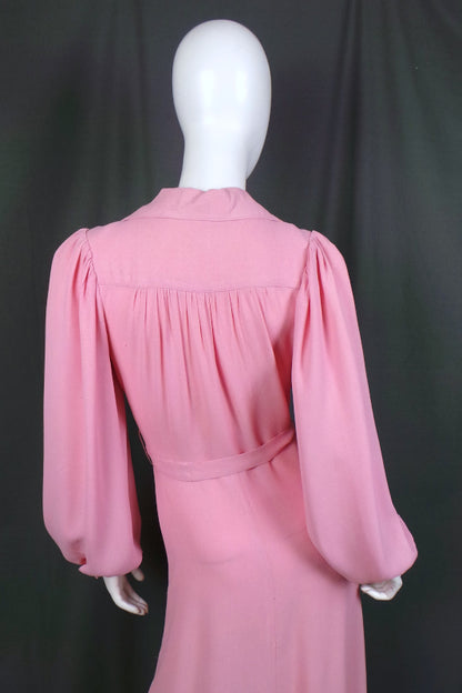 1970s Sugar Almond Moss Crepe Classic Ossie Clark Dress, for Radley, 36in Bust