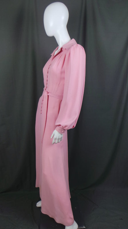 1970s Ossie Clark Pink Moss Crepe Dress | Radley | S