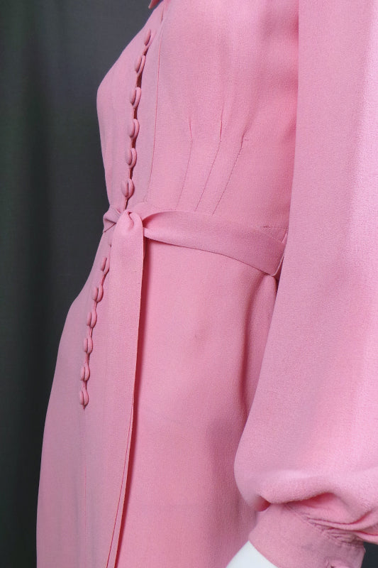 1970s Ossie Clark Pink Moss Crepe Dress | Radley | S