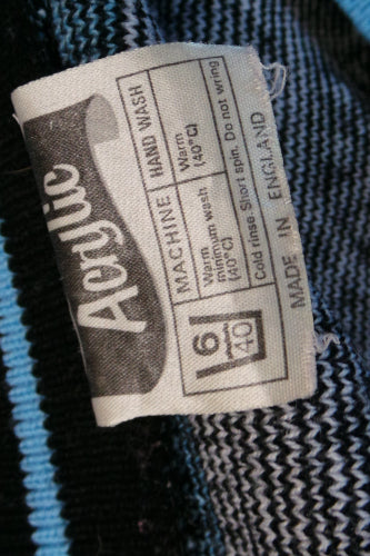 1970s Blue Black Geo Knit Tank Top Vest | One Size