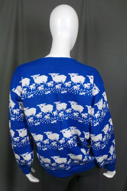1980s Blue Sheep Knit Jumper | 4XL