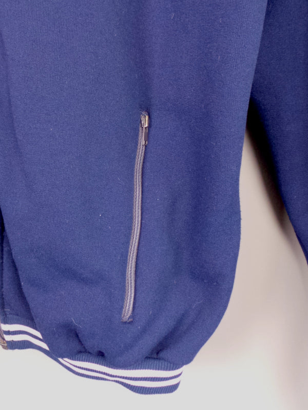 1970s Navy Blue Stripe Zip Sports Jacket | XL