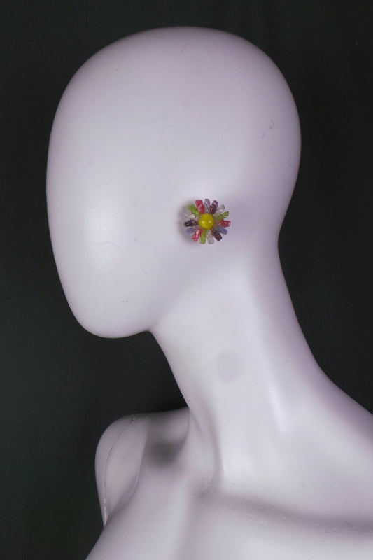 1960s Pastel Glass Clip On Earrings