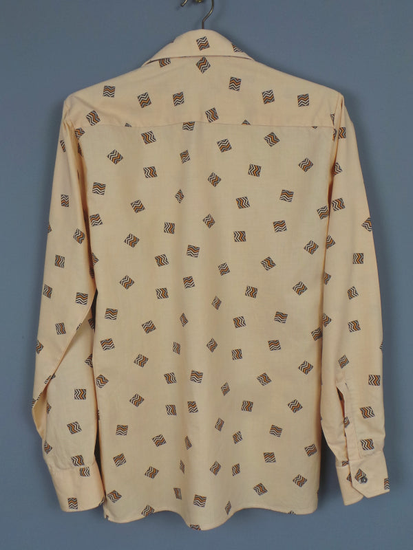 1970s Tan Square Dagger Collar Vintage Shirt | John Milner