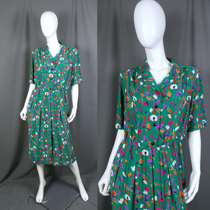 1980s Green Stripe Liquorice Allsorts Vintage Shirt Dress