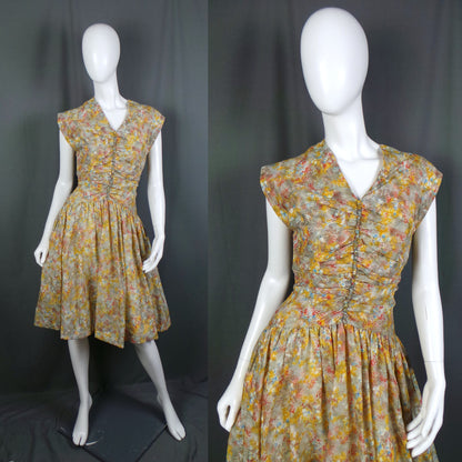1960s Yellow Abstract Drop Waist Vintage Dress | Rhona Roy