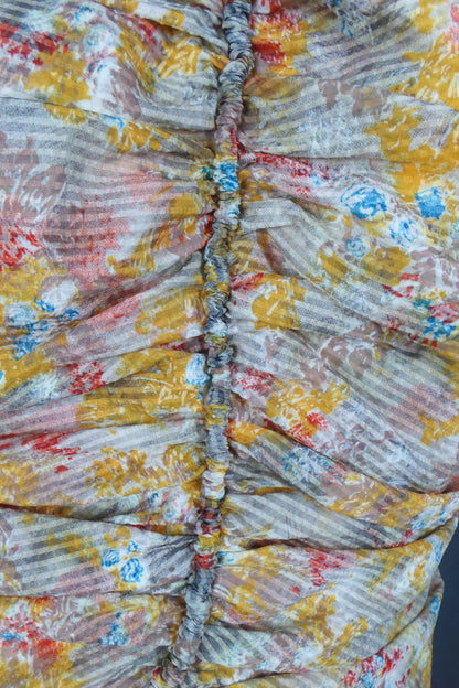 1960s Yellow Abstract Drop Waist Dress | Rhona Roy | S
