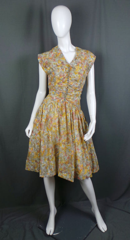 1960s Yellow Abstract Drop Waist Vintage Dress | Rhona Roy