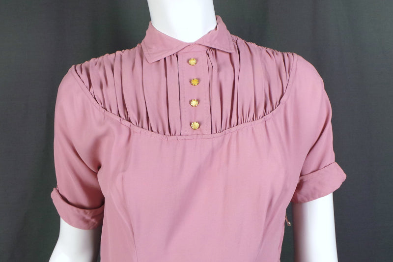 1950s Almond Pink Collared Dress | Jobi | S