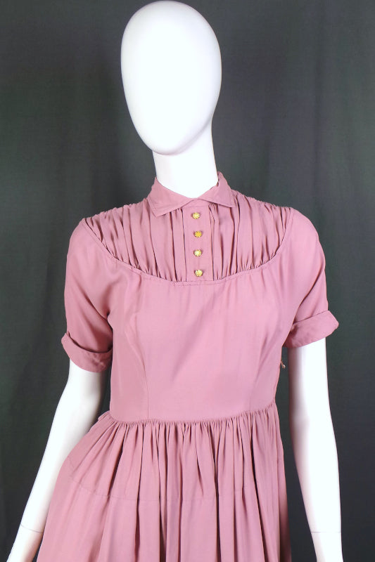 1950s Almond Pink Collared Dress | Jobi | S