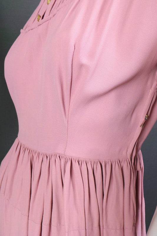 1950s Almond Pink Collared Dress | Jobi | S