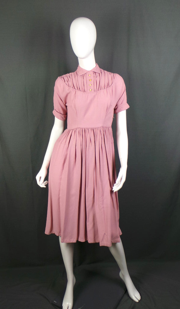 1950s Almond Pink Collared Vintage Dress | Jobi