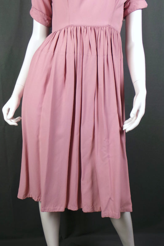 1950s Almond Pink Collared Dress | Jobi | S