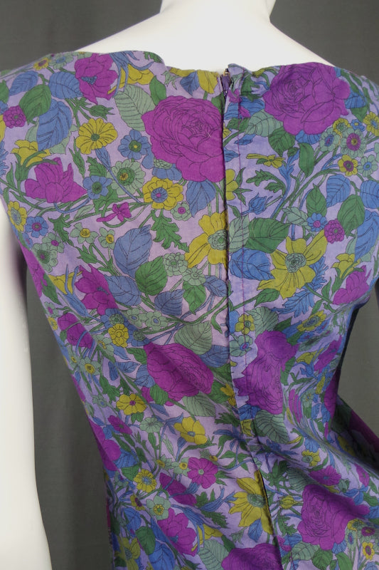 1960s Purple Wild Flower Shift Dress | Pat Albeck | Sambo | XS