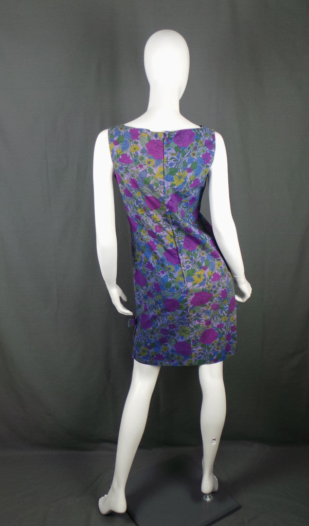 1960s Purple Wild Flower Vintage Shift Dress | Pat Albeck | Sambo