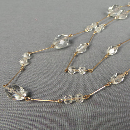 1920s Clear Faceted Deco Vintage Flapper Necklace