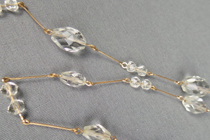 1920s Clear Faceted Deco Flapper Necklace