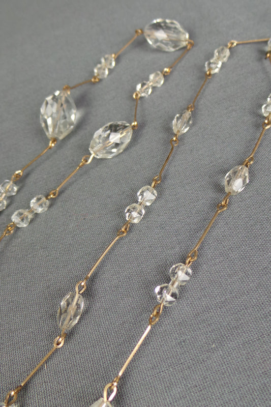 1920s Clear Faceted Deco Flapper Necklace