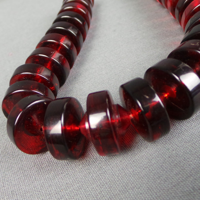 1960s Deep Red Plastic Disk Necklace