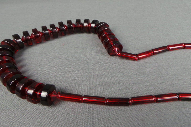 1960s Deep Red Plastic Disk Necklace