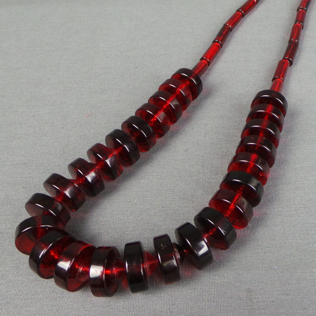 1960s Red Plastic Chunky Vintage Necklace