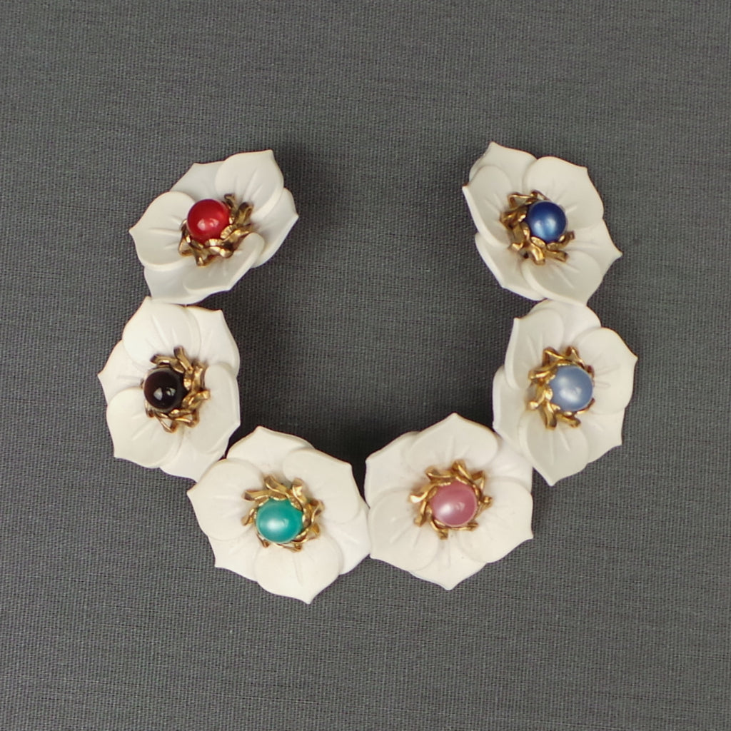 1960s White Flower Multi Colour Bracelet