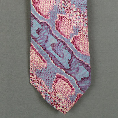 1960s Blue and Pink Snakeskin Print Silk Mens vintage Tie, by Way In Harrods
