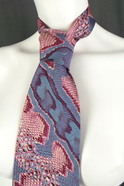 1960s Blue Pink Snakeskin Silk Tie | Way In Harrods
