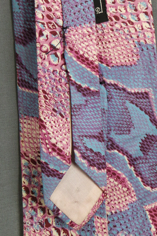 1960s Blue and Pink Snakeskin Print Silk Tie, by Way In Harrods