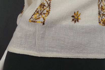 1960s Cream Cheesecloth Embroidered Top | S