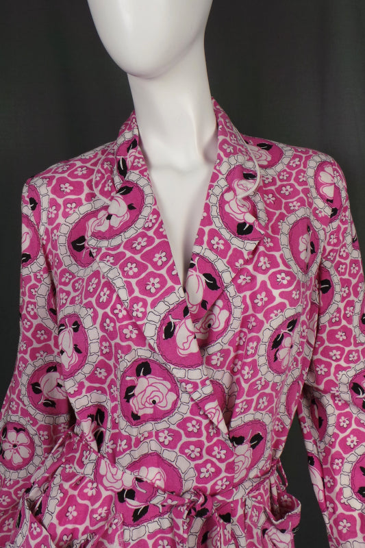 1950s Bubblegum Pink Rose Print Robe | St Michael | 2XL