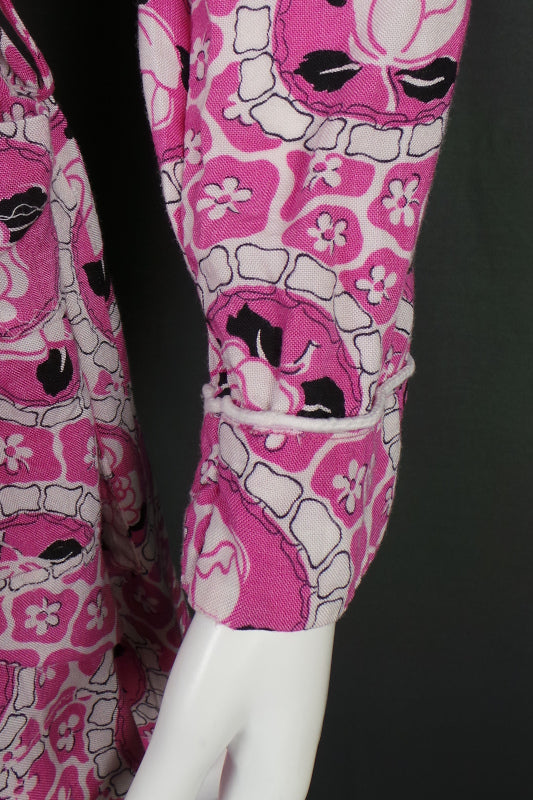 1950s Bubblegum Pink Rose Print Robe | St Michael | 2XL