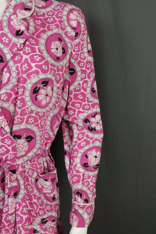 1950s Bubblegum Pink Rose Print Robe | St Michael | 2XL