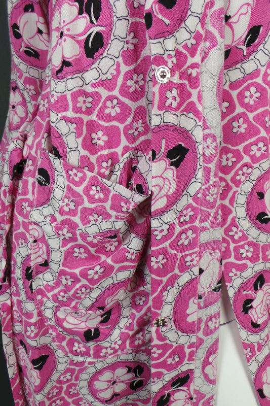 1950s Bubblegum Pink Rose Print Robe | St Michael | 2XL