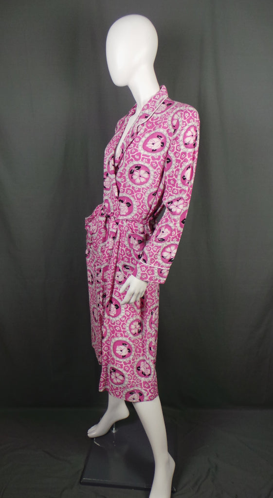 1950s Bubblegum Pink Rose Print Robe | St Michael | 2XL