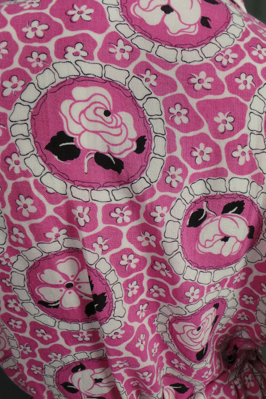 1950s Bubblegum Pink Rose Print Robe | St Michael | 2XL