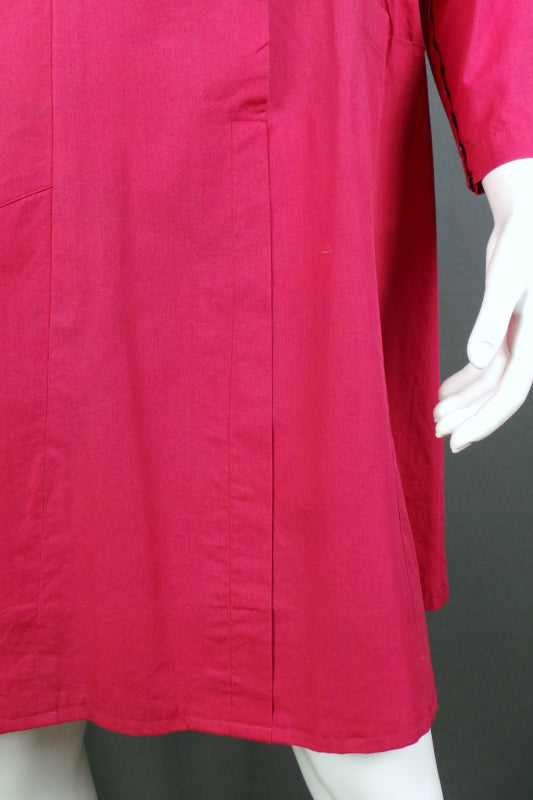 1950s Dusky Red Long Sleeve British Red Cross Nurse Uniform Dress with Voluntary Aid Badge, 40in Bust