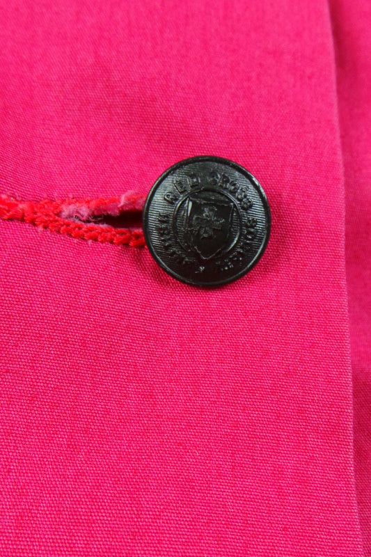 1950s Dusky Red Long Sleeve British Red Cross Nurse Uniform Dress with Voluntary Aid Badge, 40in Bust