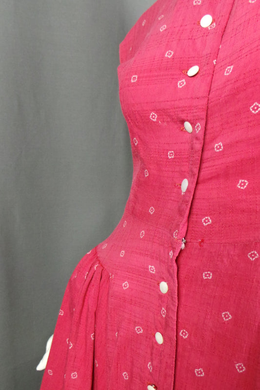 1940s Light Maroon Pleated Dress | XS