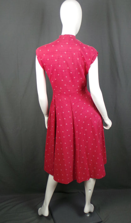 1940s Light Maroon Pleated Dress | XS