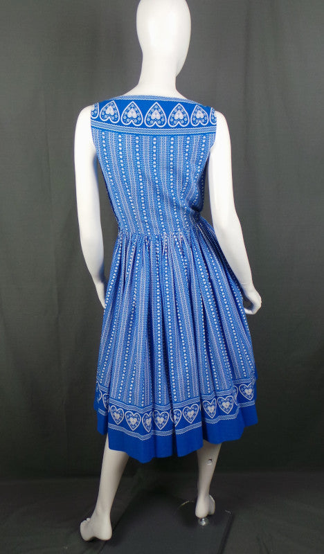 1950s Blue Swiss Heart Print Vintage Dress | Magg