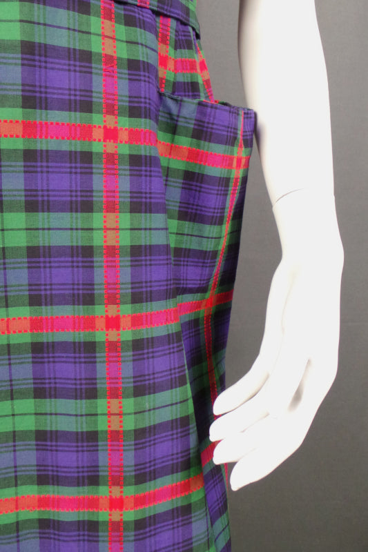 1950s Purple Tartan Wiggle Dress | L