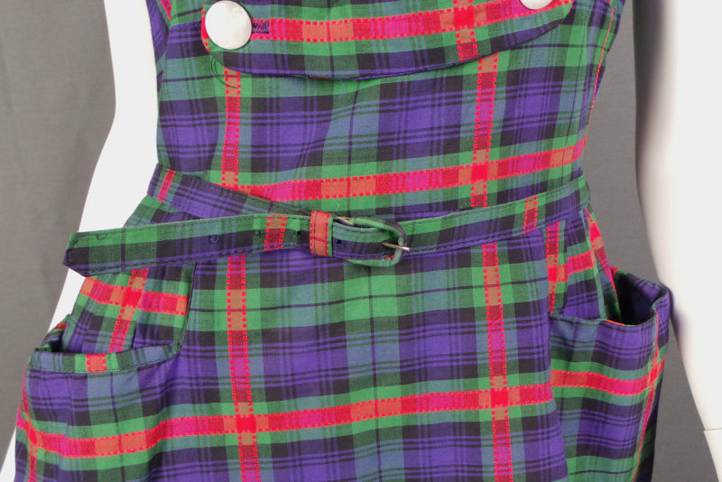 1950s Purple Tartan Wiggle Dress | L