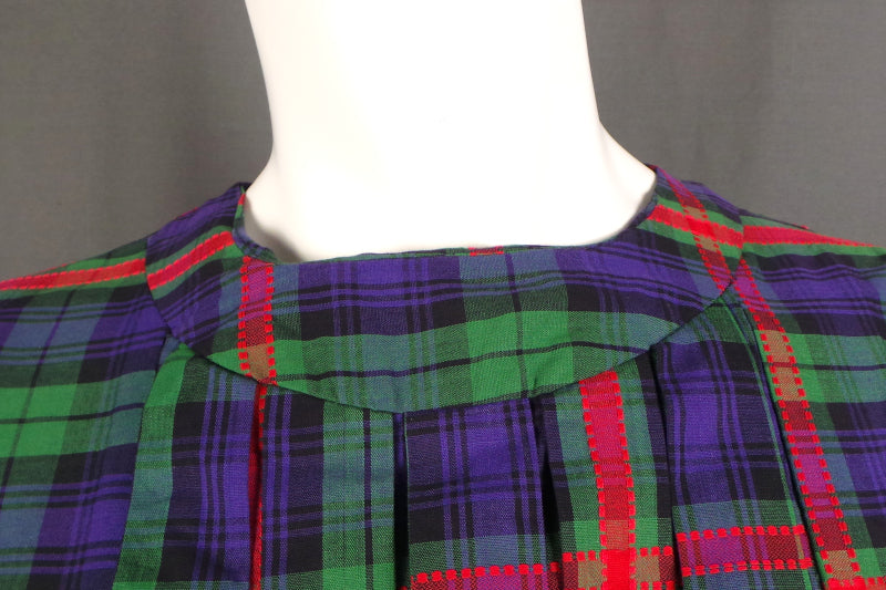 1950s Purple Tartan Wiggle Dress | L