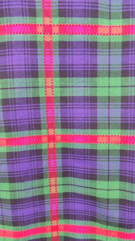 1950s Purple Tartan Wiggle Dress | L