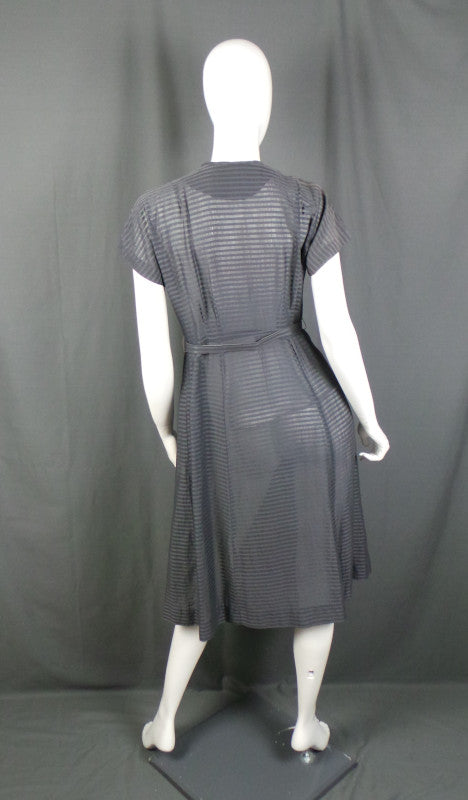 1950s Grey Striped Cotton Dress | Maybar Jack Equire | M