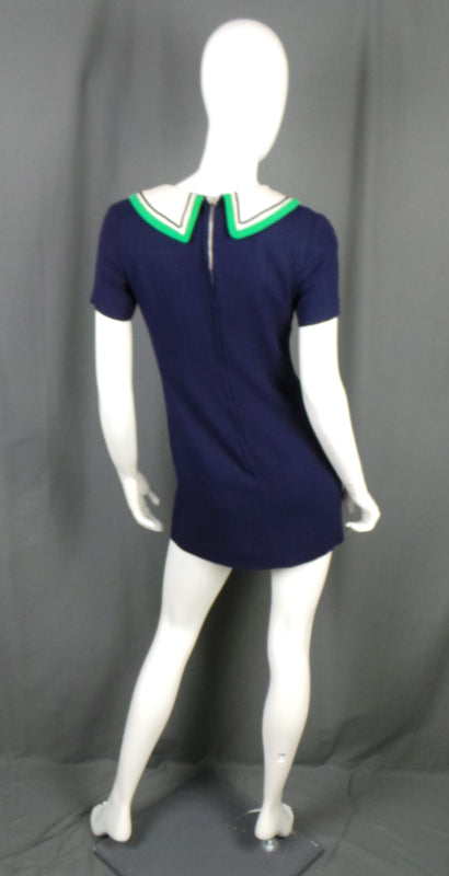 1960s Navy Sailor Collar Vintage Mini Dress | Susan Petites